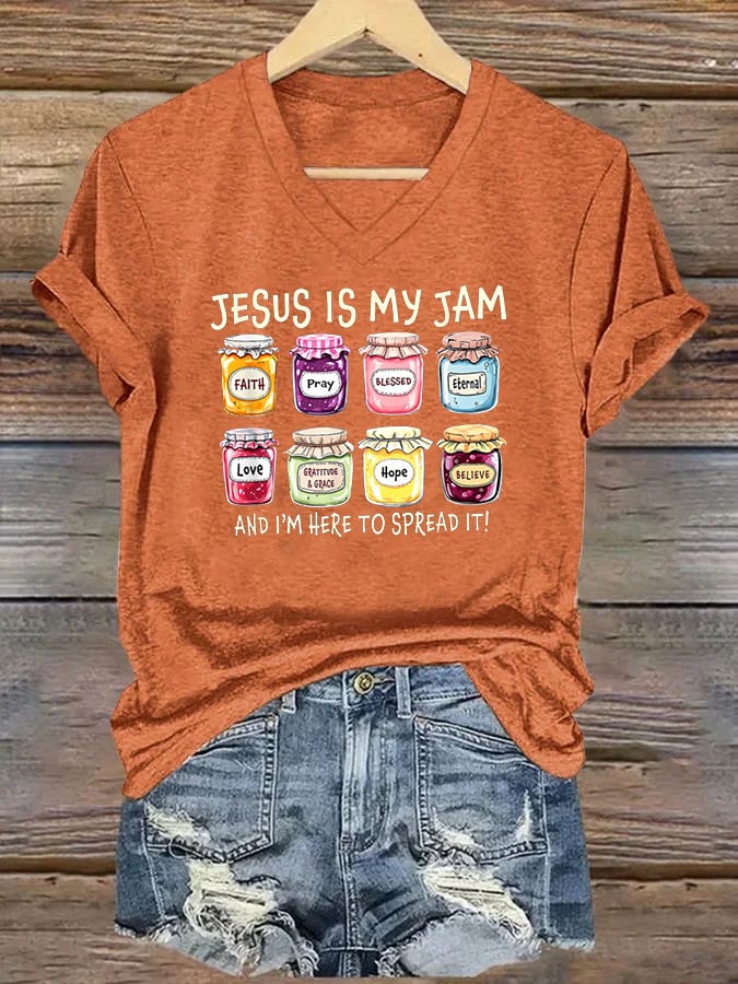 Women's Jesus Is My Jam And Im Here To Spread It Christian Faith T-shirt