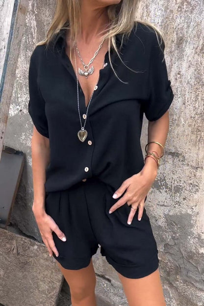 Middle Sleeves Lapel Shirt Suit
