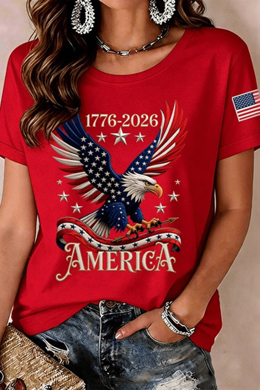 Women's Anniversary Eagle Art Print Casual T-shirt