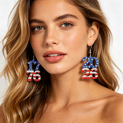American Flag Elements Independence Day Festival Earrings