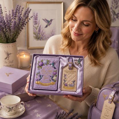 Christian Hummingbird Passport Holder & Luggage Tag Gift Set