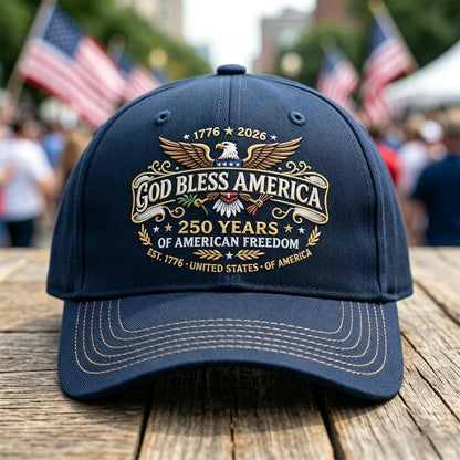USA 250th Anniversary God Bless America Patriot Cap