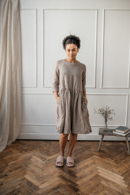 Linen circle dress with pockets