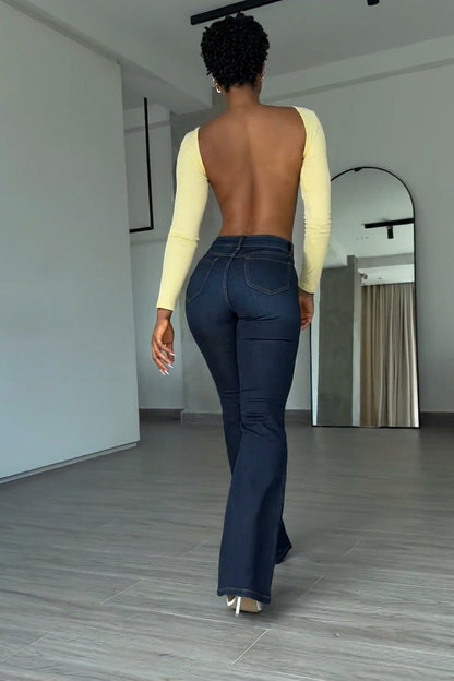 High‑Waisted Sculpting Flare Jeans