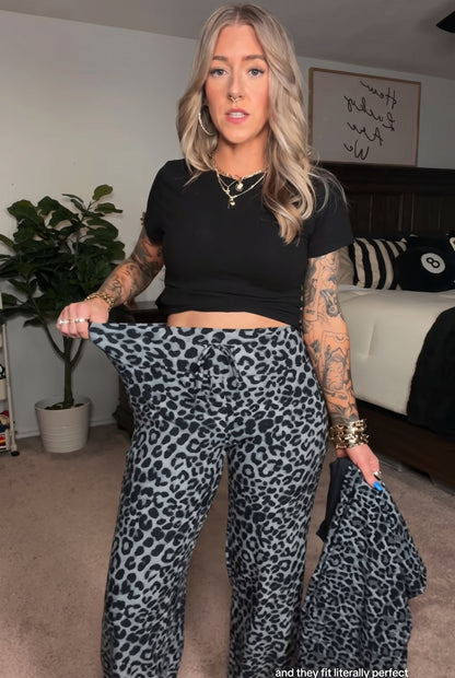Leopard Print Wide Leg Pants