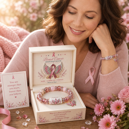 🎀 Breast Cancer Awareness Pink Ribbon Bracelet