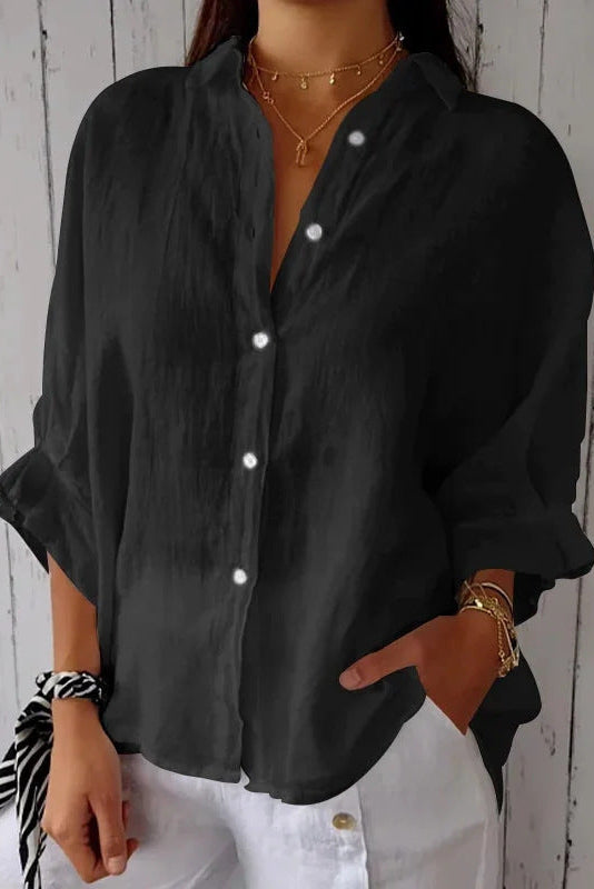 Cotton and Linen Tie Back Design Shirt