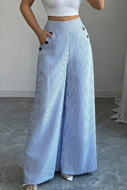 👖40% OFF！✨High-Waist Striped Wide-Leg Trousers
